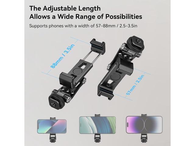 SMALLRIG Metal Phone Support with Cold Shoe Mount, Universal Cell Phone Mount Adapter Support Free Adjustment Joints, Phone Tripod Mount for iPhone...