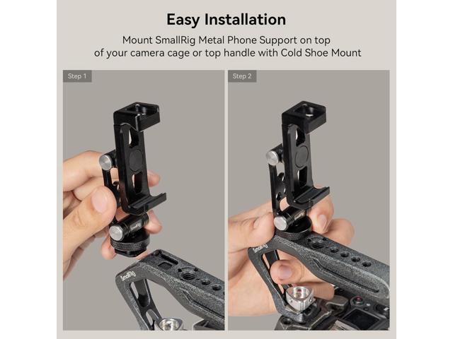 SMALLRIG Metal Phone Support with Cold Shoe Mount, Universal Cell Phone Mount Adapter Support Free Adjustment Joints, Phone Tripod Mount for iPhone...