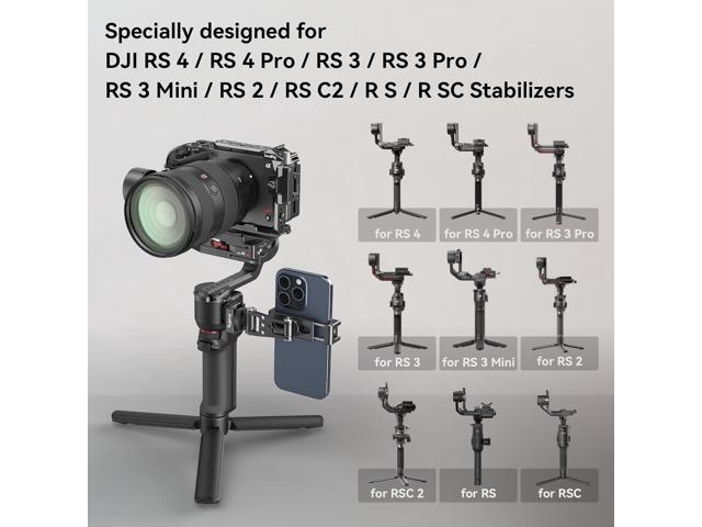 SMALLRIG Universal Phone Tripod Mount, Metal Cell Phone Mount with Cold Shoe Mount and M4 screws for DJI Stabilizers, Free Adjustment Phone Mount...
