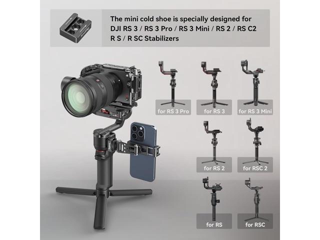 SMALLRIG Universal Phone Tripod Mount, Metal Cell Phone Mount with Cold Shoe Mount and M4 screws for DJI Stabilizers, Free Adjustment Phone Mount...