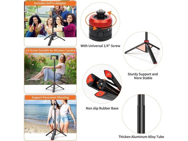 UURig Extendable Selfie Stick Tripod for GoPro Max Hero 10 9 8 7 6 5 4, DJI Osmo Action, Insta 360 One R and More Action Camera50.7''