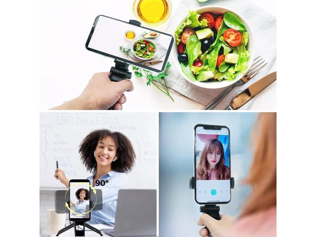 Phone Tripod Mini Tripod Tabletop Small Tripod Desktop Stand Compact Vlog Travel Selfie Stick Handle Grip for iPhone 13, Samsung Smartphone