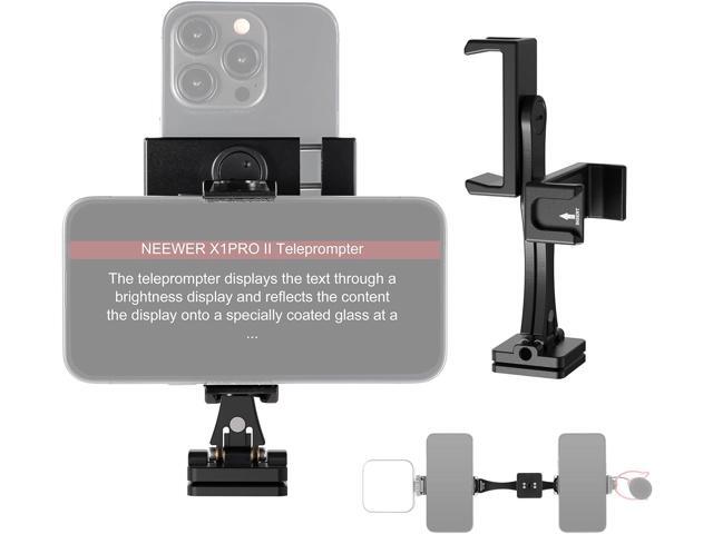 NEEWER Metal Phone Tripod Mount Adapter with Arca QR Base, 360° Rotatable Dual Cell Phone Clip Clamp Holder with 4 Cold Shoes Compatible with...