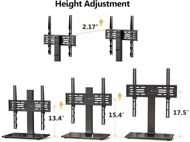 FITUEYES Universal Table Top TV Stand for 27-55 inch TVs Height Adjustable TV Mount Stand Base for Living Room,Bedroom, Glass Base, Black