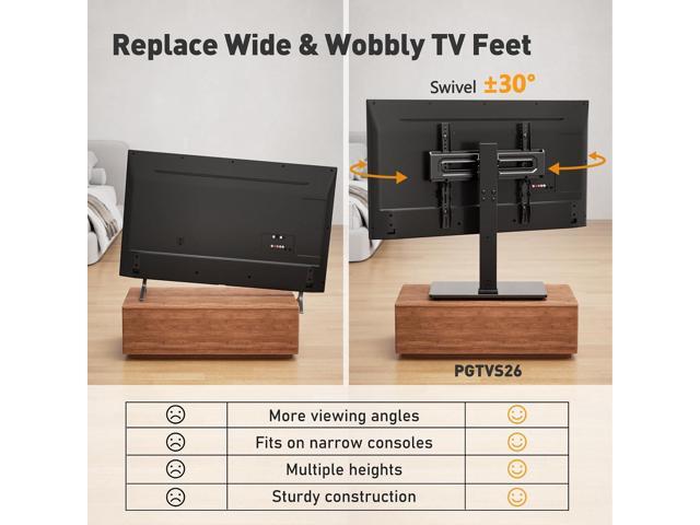 Perlegear Universal Swivel TV Stand Base for 3270 inch TVs, Height Adjustable Table Top TV Stand Mount with Tilt, Tempered Glass Base, Holds up to...