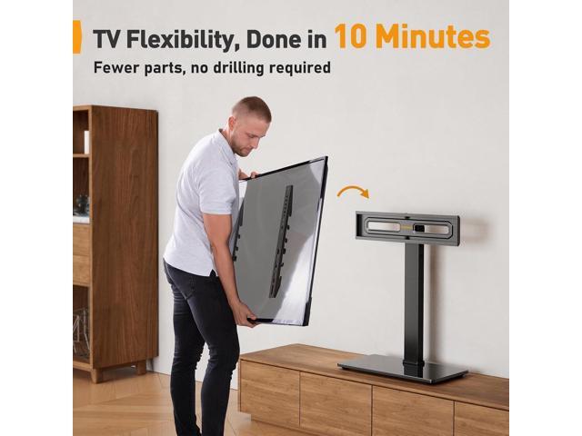 Perlegear Universal Swivel TV Stand Base for 3270 inch TVs, Height Adjustable Table Top TV Stand Mount with Tilt, Tempered Glass Base, Holds up to...
