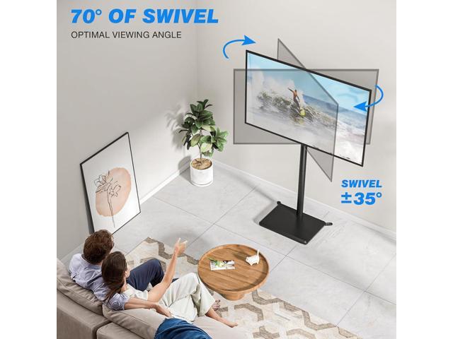 Rfiver Swivel Floor TV Stand with Mount for 32-60 inch TVs up to 88 lbs, Height Adjustable Tall TV Stand with Wood Base, Saving Space Design for...
