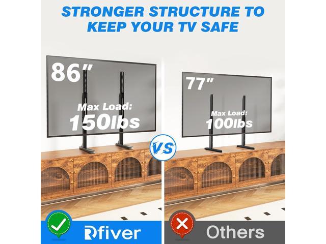 Rfiver Table Top TV Stand with Height Adjustable TV Legs, TV Stands Base with Cable Management for Most 37 to 86 Inch Flat or Curved TVs, Steel TV...