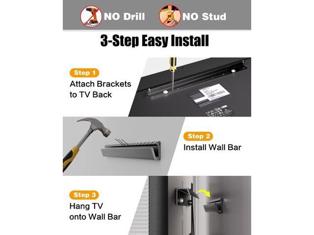 No Drill TV Wall Mount for 2655 Inch TVs, Includes 26,32,50,55 Inch Models, Studless Narrow Wall TV Stand, Slim Drywall TV Bracket, Max VESA...