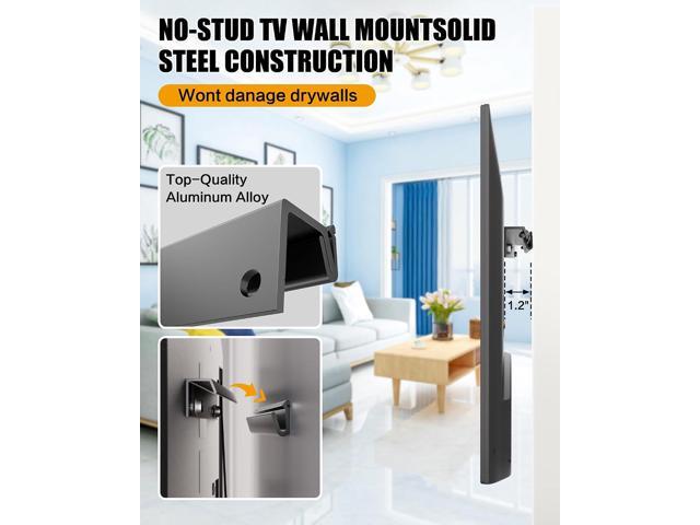 No Drill TV Wall Mount for 2655 Inch TVs, Includes 26,32,50,55 Inch Models, Studless Narrow Wall TV Stand, Slim Drywall TV Bracket, Max VESA...