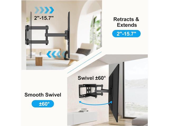 Full Motion TV Wall Mount for Most 26'-70' Flat/Curved TV, Swivel Tilt Bracket with Articulating Dual Arms, Support 100lbs, Max VESA 400x400mm,...