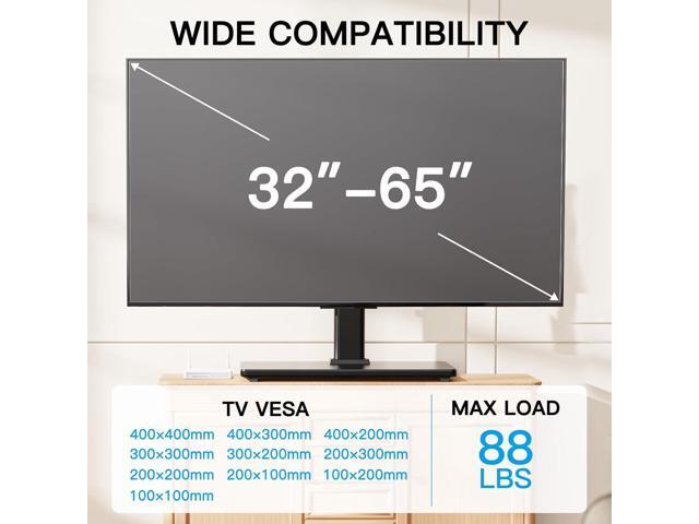 PERLESMITH Universal Swivel TV Stand-Table Top TV Stand for 32-65 inch TV-Height Adjustable TV Base with Heavy-Duty Tempered Glass Base, VESA...
