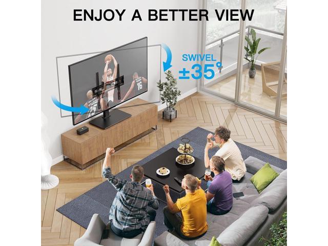 PERLESMITH Universal Swivel TV Stand-Table Top TV Stand for 32-65 inch TV-Height Adjustable TV Base with Heavy-Duty Tempered Glass Base, VESA...
