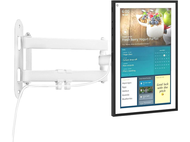 Wall Mount for Echo Show 15, Show 15 Wall Mounting Bracket for Alexa Accessories and 10-27 Monitor TVs, Upgraded Full Motion Wall Mount Rotate...