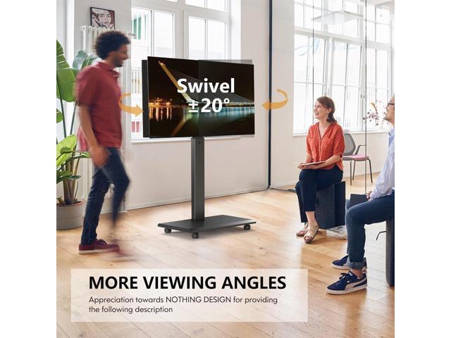 FITUEYES Rolling TV Stand - Portable Mobile TV Cart on Wheels for 32 to 65 70 75 Inch TVs, Landscape to Portrait Rotating and 40°Swivel, Height...