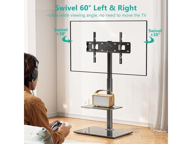 WALI TV Floor Stand for 32-70inch TVs up to 88lbs, Universal Floor TV Stand Mount, Swivel and Height Adjustable Tall TV Stand with Tempered Glass...