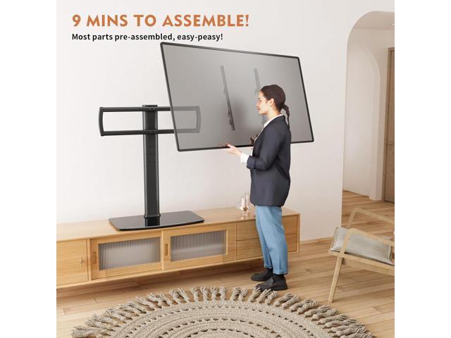 Universal TV Stand/Base Tabletop TV Stand with Wall Mount for 40 to 86 inch 5 Level Height Adjustable, Heavy Duty Tempered Glass Base, Holds up to...