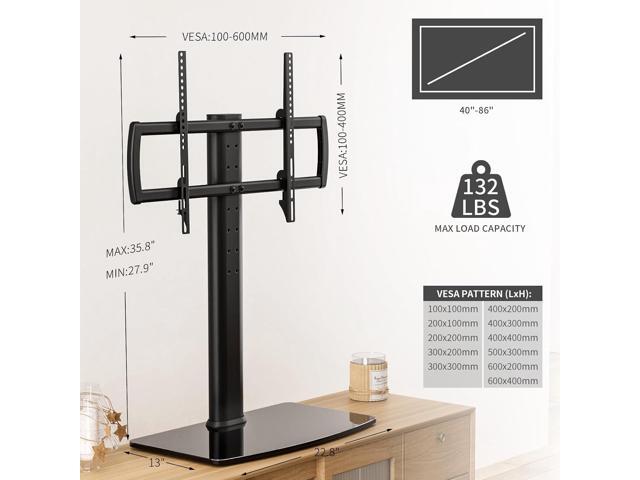 Universal TV Stand/Base Tabletop TV Stand with Wall Mount for 40 to 86 inch 5 Level Height Adjustable, Heavy Duty Tempered Glass Base, Holds up to...
