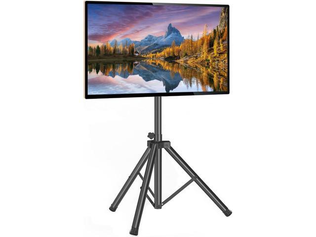 Portable TV Tripod Stand Tilt Mount for 32-70 inch LED LCD OLED Flat Screen TVs/Monitors, Height Adjustable Foldable Mount Stand, Black Floor...