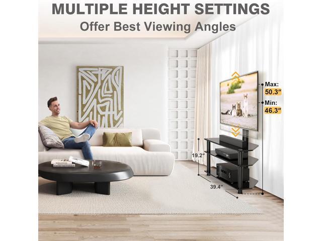 TAVR Furniture Swivel Floor TV Stand with Table for 32-70 Inch TVs, Universal Height Adjustable TV Floor Stand with Large Storage Shelves, Strong...