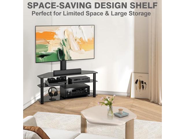 TAVR Furniture Swivel Floor TV Stand with Table for 32-70 Inch TVs, Universal Height Adjustable TV Floor Stand with Large Storage Shelves, Strong...