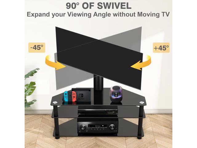 TAVR Furniture Swivel Floor TV Stand with Table for 32-70 Inch TVs, Universal Height Adjustable TV Floor Stand with Large Storage Shelves, Strong...