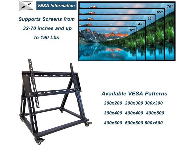 Low Height Mobile TV Stand, Confidence Monitor Stand, Rolling TV Mount with Wheel for 32-70 inch Flat Curved Screen TV, LED LCD, 30° Adjustable...