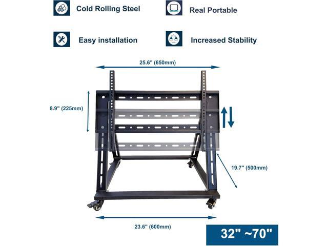 Low Height Mobile TV Stand, Confidence Monitor Stand, Rolling TV Mount with Wheel for 32-70 inch Flat Curved Screen TV, LED LCD, 30° Adjustable...