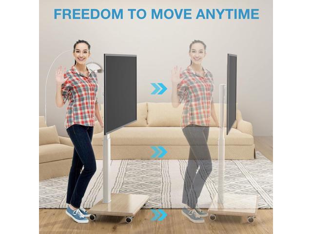 YOMT Portable Floor TV Stand on Wheels for 32-70 Inch TVs, Tall Universal Rolling TV Stand with Swivel Mount, Elegant Lockable Mobile TV Cart with...