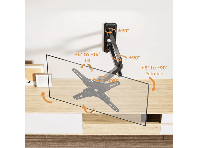 PL-223 Landscape to Portrait Vertical Rotation Full Motion TV Monitor Wall Mount Bracket Articulating Arms Swivel Tilt for Most 13' to 43' Flat...