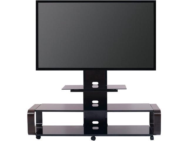 TransDeco TD685ES TV Stand with Mount & Wheel for 35-85 Inch TV, Espresso/Black