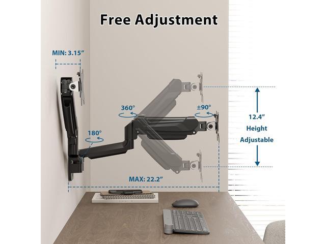 BONTEC Monitor Wall Mount Bracket for 13-32 Inch Screens, Fully Adjustable Gas Spring Monitor Arm, Height Adjustable, Tilt Swivel & Rotate, Holds...