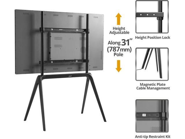AVLT Studio Steel Quad TV Floor Stand for 65 to 86 inch VESA Screens, Supports Up to 132 lb (60 kg), Includes Anti-Tip Restraint Kit - Black