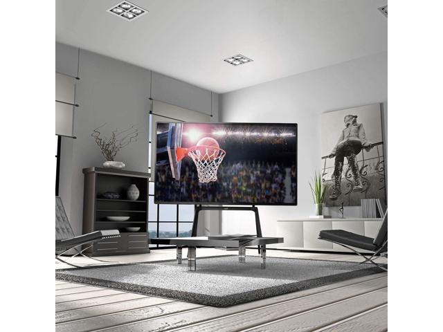 AVLT Studio Steel Quad TV Floor Stand for 65 to 86 inch VESA Screens, Supports Up to 132 lb (60 kg), Includes Anti-Tip Restraint Kit - Black