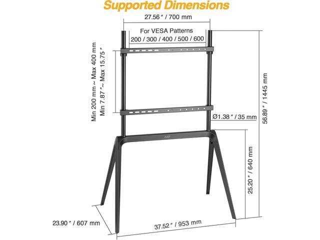 AVLT Studio Steel Quad TV Floor Stand for 65 to 86 inch VESA Screens, Supports Up to 132 lb (60 kg), Includes Anti-Tip Restraint Kit - Black