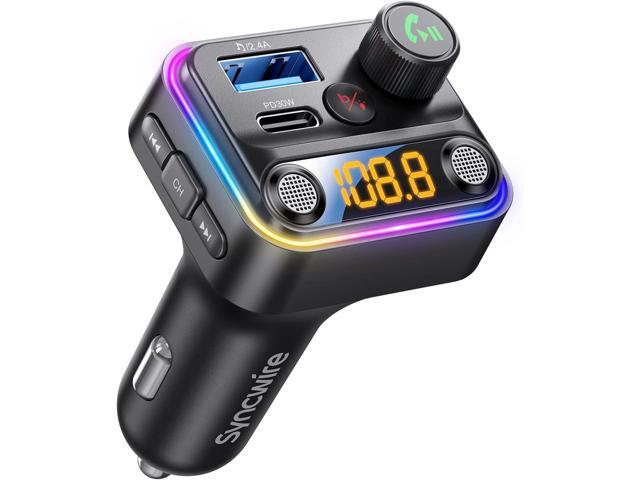 Syncwire Bluetooth 5.4 FM Transmitter Car Adapter 42W [Light Switch] [Stronger Dual-mic] [HiFi Bass Sound] [Fast Charging] Wireless FM Radio Stereo...