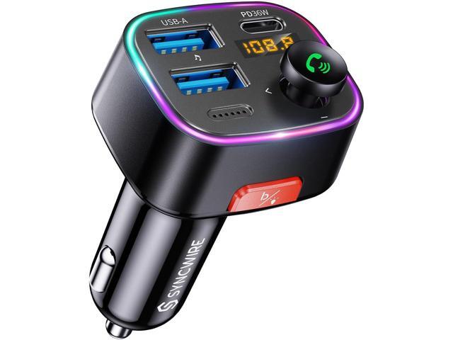 Syncwire Bluetooth 5.4 FM Transmitter Car Adapter 48W (PD 36W & 12W) [Light Switch] [HiFi Bass Sound] [Fast Charging] Wireless Radio Music Adapter...