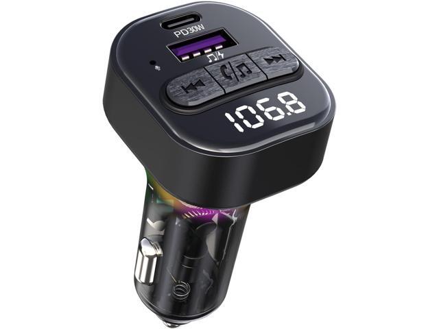 Bluetooth 5.3 FM Transmitter for Car, Bluetooth Car Adapter with Type-C PD(30W) Charger and QC3.0 USB Port, Wireless FM Radio Transmitter, Support...