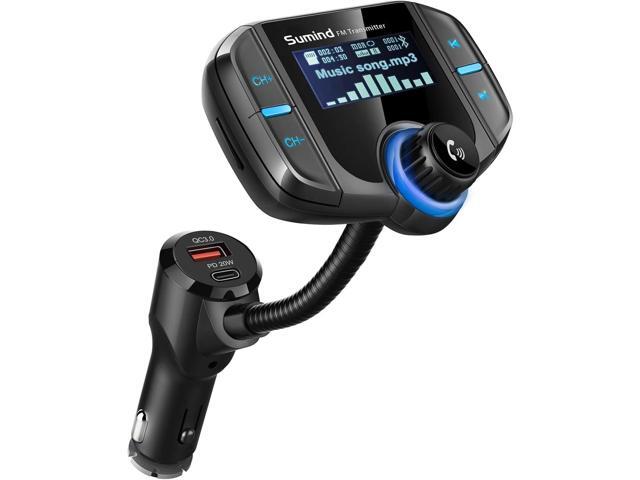 Upgraded Bluetooth FM Transmitter, Wireless Radio Adapter Hands Free Car Kit with 1.7'' Display, QC3.0 and Smart 2.4Amp Dual USB Ports, AUX...