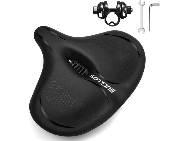 BUCKLOS Wide Bike Seat for Men Women Ebike Seats Comfort Extra Large Comfortable Bicycle Seats Saddle for Ebike/Crusier/Exercise/Peloton Bike