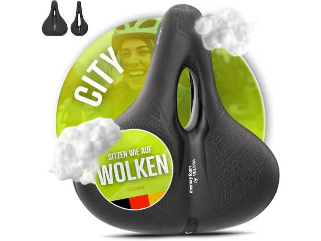 VELMIA Bicycle Saddle - Comfortable Saddle for Men and Women - 3 Zone Concept - Waterproof Bicycle Seat with Ergonomic Design