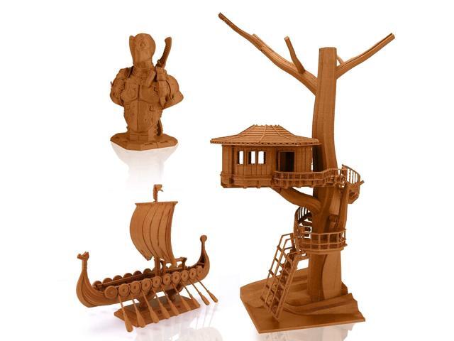 AMOLEN PLA 3D Printer Filament,Wood Pla Filament PLA Printing Filament 1.75mm 15% Real Wood,1KG Cherry Wood Color Nature Wood Texture