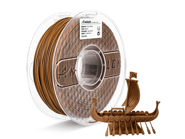 AMOLEN Wood 3D Printer Filament Dark Walnut 1.75mm +/-0.02mm PLA 3D Printing Filament pla Filament with Real Wood Fiber Texture Filament,1KG