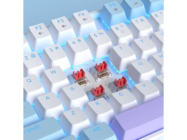 MageGee 75% Mechanical Gaming Keyboard, Red Switch, LED Blue Backlit, 87 Keys Compact TKL Wired Keyboards for Windows Laptop PC Gamer - White/Blue