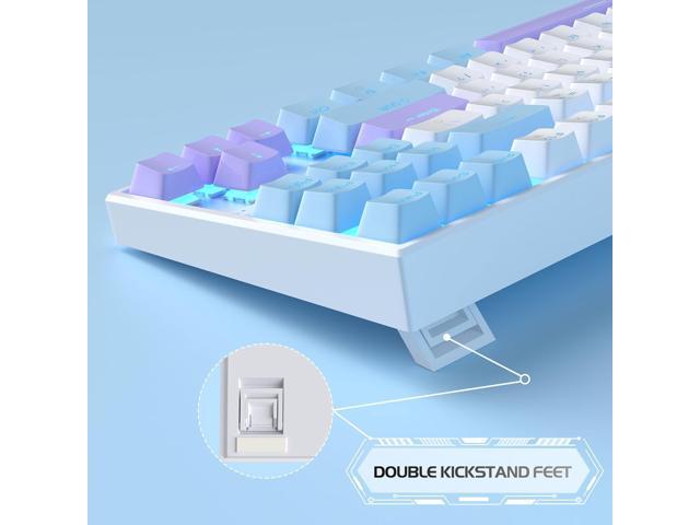 MageGee 75% Mechanical Gaming Keyboard, Red Switch, LED Blue Backlit, 87 Keys Compact TKL Wired Keyboards for Windows Laptop PC Gamer - White/Blue