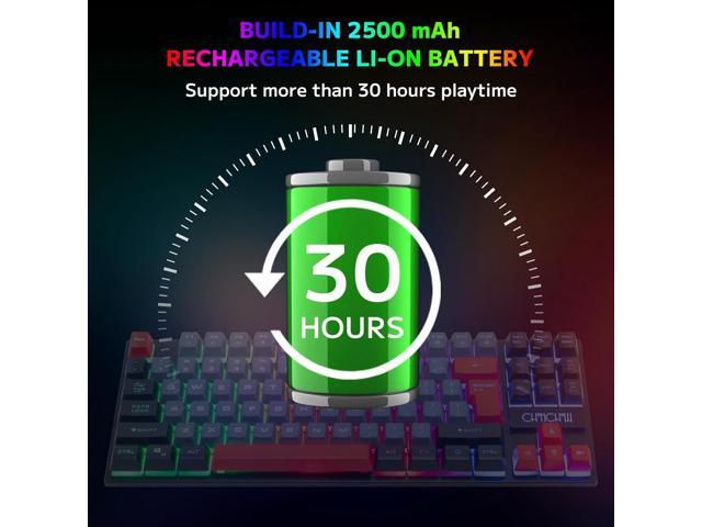Gaming Wireless TKL Keyboard Mouse Combo Rechargeable LED Backlit Tenkeyless Compact 87 Keys 6 Button for Computer Laptop PS4 PS5 Switch Compatible...