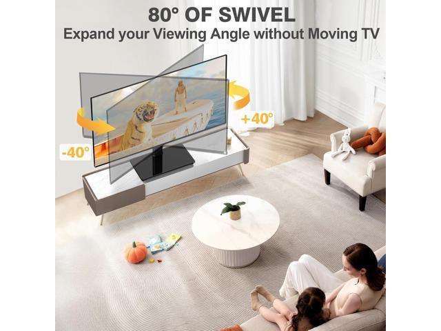 TVON Universal TV Stand Base, Swivel Table Top TV Stand for 20-43 inch TVs/Monitors with 4 Level Height Adjustment and Tempered Glass Base, Holds...