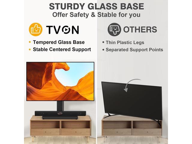 TVON Universal TV Stand Base, Swivel Table Top TV Stand for 20-43 inch TVs/Monitors with 4 Level Height Adjustment and Tempered Glass Base, Holds...