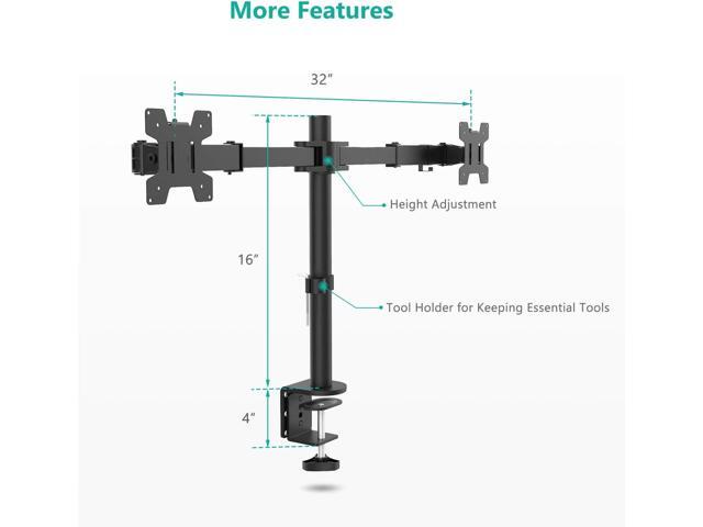 WALI Dual Monitor Desk Mount, Monitor Stand for 2 Monitors Up to 27inch, Dual Monitor Mount Max 22lbs for Home, Office, School (M002), Black