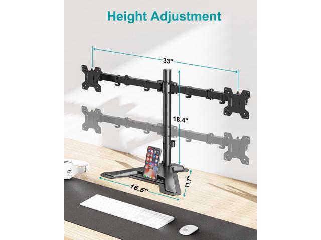 MOUNT PRO Dual Monitor Stand, Free-Standing Full Motion Monitor Desk Mount Fits 2 Screens up to 27 inches,17.6lbs with Height Adjustable, Swivel,...